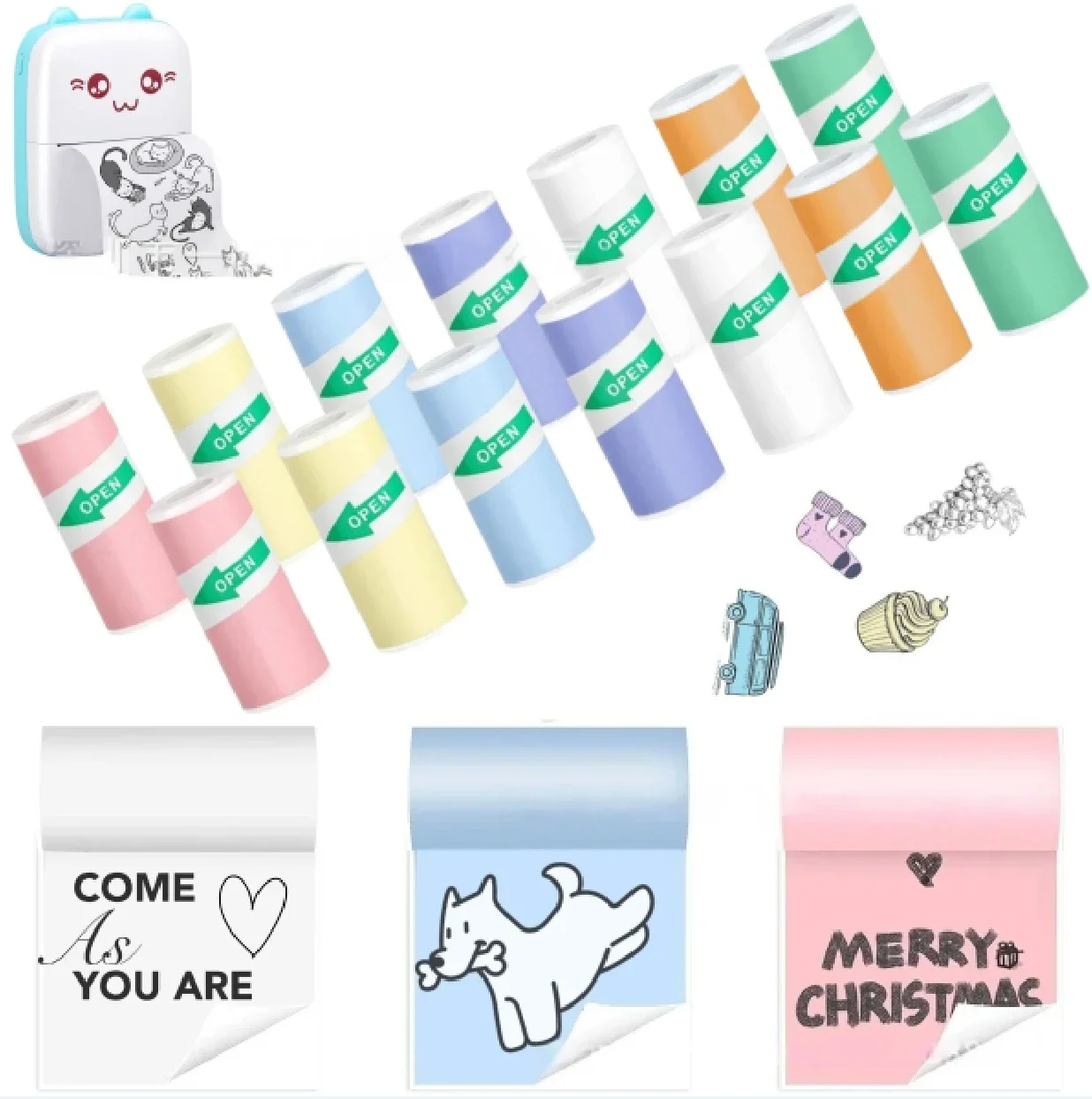 Mini Printer Thermal Paper Colorful Label Sticker Self-adhesive Thermal Printing Paper Inkless Printing Photo Picture 57x25mm