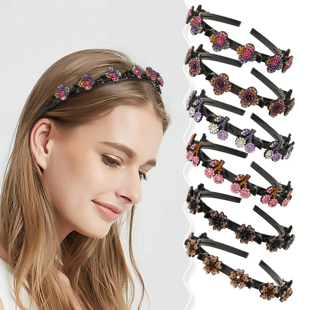 

Double Bangs Hairstyle Hairpin Double Layer Twist Plait Braided Headbands with Clips Hollow Hair Accessories for Women Girls