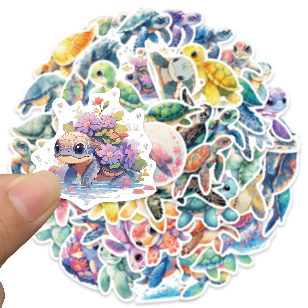 50pcs Cute Cartoon Sea Turtle Animal Stickers Pack Waterproof Graffiti For  Laptop Water Bottle Guitar Luggage Vinyl Decals - AliExpress