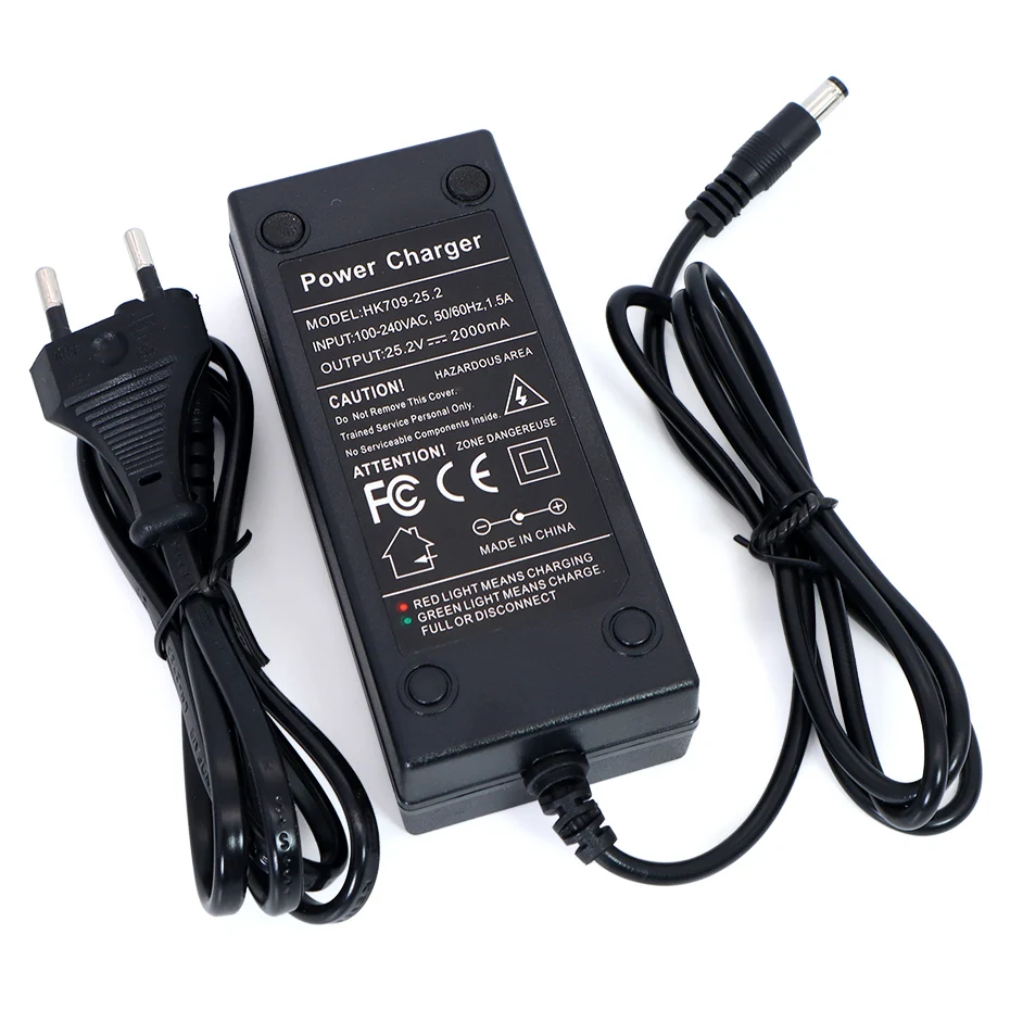 

10pcs Liitokala 25.2V 2A 6 Series 18650 4.2V*6S Lithium Battery Charger 25.2V Constant Current Charger 2A DC Current 5.5*2.1mm
