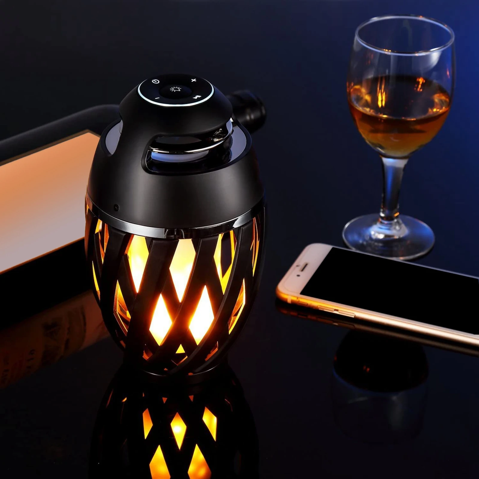 Bluetooth Speaker LED Flame Table Lamp Atmosphere Bluetooth Speaker Night Light For Indoor Outdoor Torch Atmosphere Bluetooth Speakers Waterproof