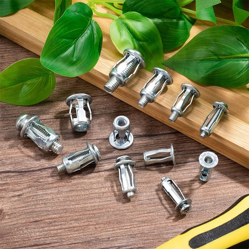 4-40pcs Petal Rivet Lock Nuts With Screw Fixed License Plate Car Screw Iron Skin Car Metal Screw Jack Nuts Hollow Wall Hardware