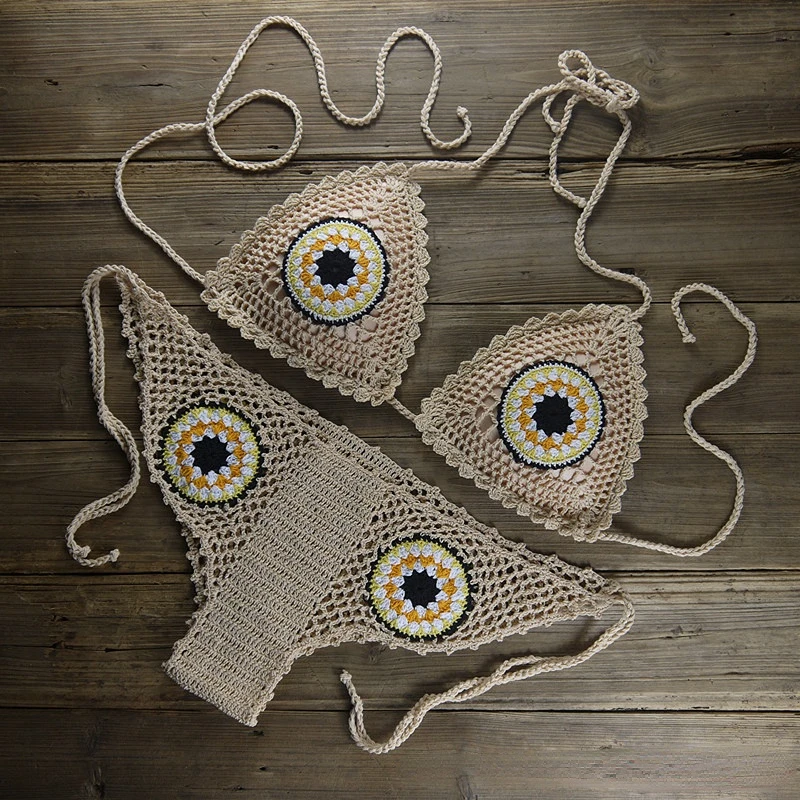 Hot Selling European and American Sexy Bikini Handwoven Split Beach Swimwear Women's Set