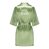 Robes en Satin de soie grande taille peignoir de mariage mariée demoiselle d'honneur mère demoiselle d'honneur robe femmes vêtements de nuit vert sauge 3