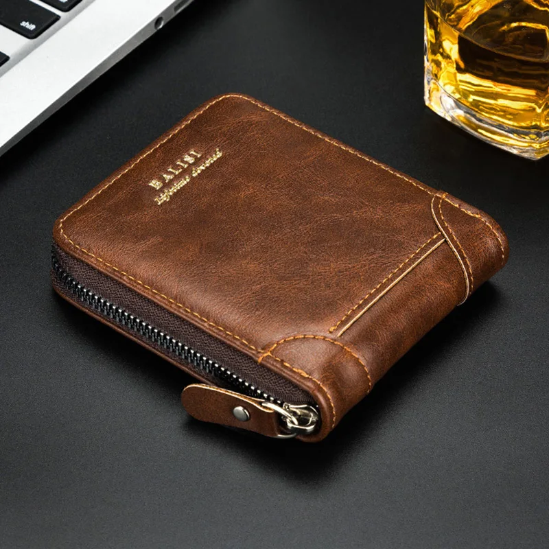 Men's Wallet PU Leather Short Wallet Card Holder Coin Storage