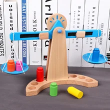 

Wooden Balance Scale Montessori Math Toys for Children Educational Balancing Scale With 6 Weights Balancing Training Math Toys