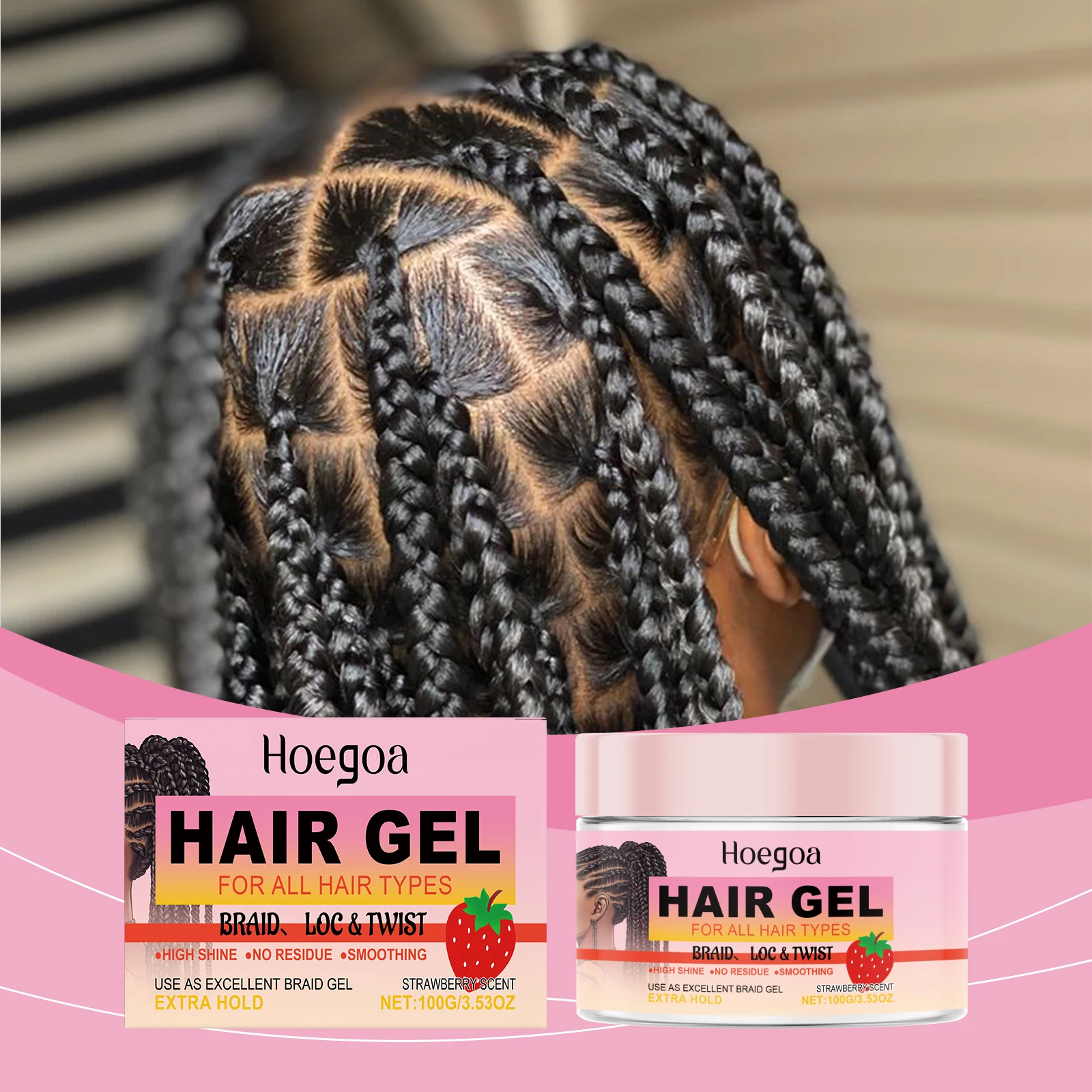 Stronghold Braid Gel Perfectly Styled Braids and Twists Long Lasting Non-Flaking Formula Natural Hair 100g