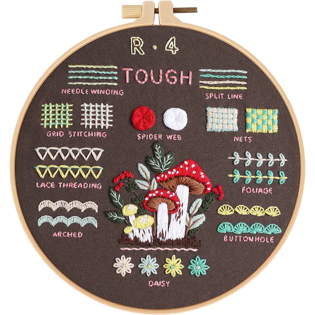 4 Stage Embroidery Kit for Beginners Adults Learn 38 Stitch Techniques with Floral Patterns Threads Tools Easy Instructions 6