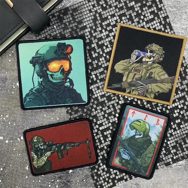 Taktische Schädel Soldaten Moral Abzeichen Scharfschützengewehr Krieg Kraftstoff Armband Klettverschluss personalisierte Rucksack Hut Zubehör Aufkleber