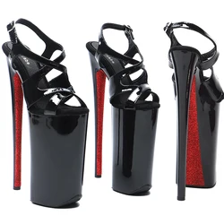 Leecabe  26CM/10inches Shiny Patent  PU upper Open Toe   High Heel platform sexy exotic  party sandals   Pole Dance shoes