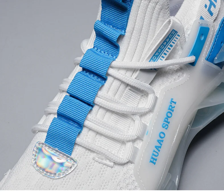 Tissu en maille tricoté respirant à lacets pour hommes, chaussures de sport à semelle haute à coussin d'air à lame, pour hommes_voghion.com