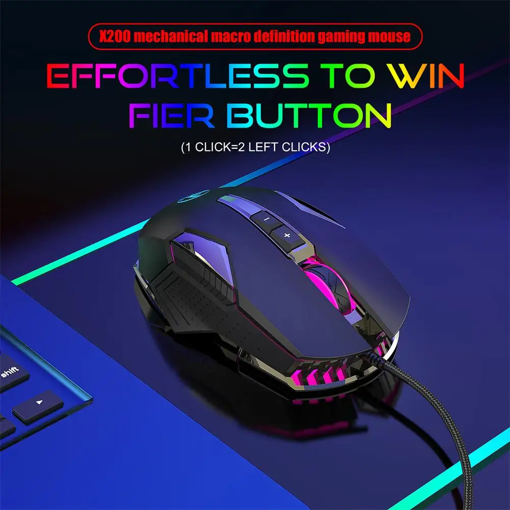 Wired Game Mouse Colorful Luminous 2 Buttons 8000dpi Adjustable 8D Ergonomic Computer Gaming Mouse For MOBA/FPS Games Computer top wireless mouse