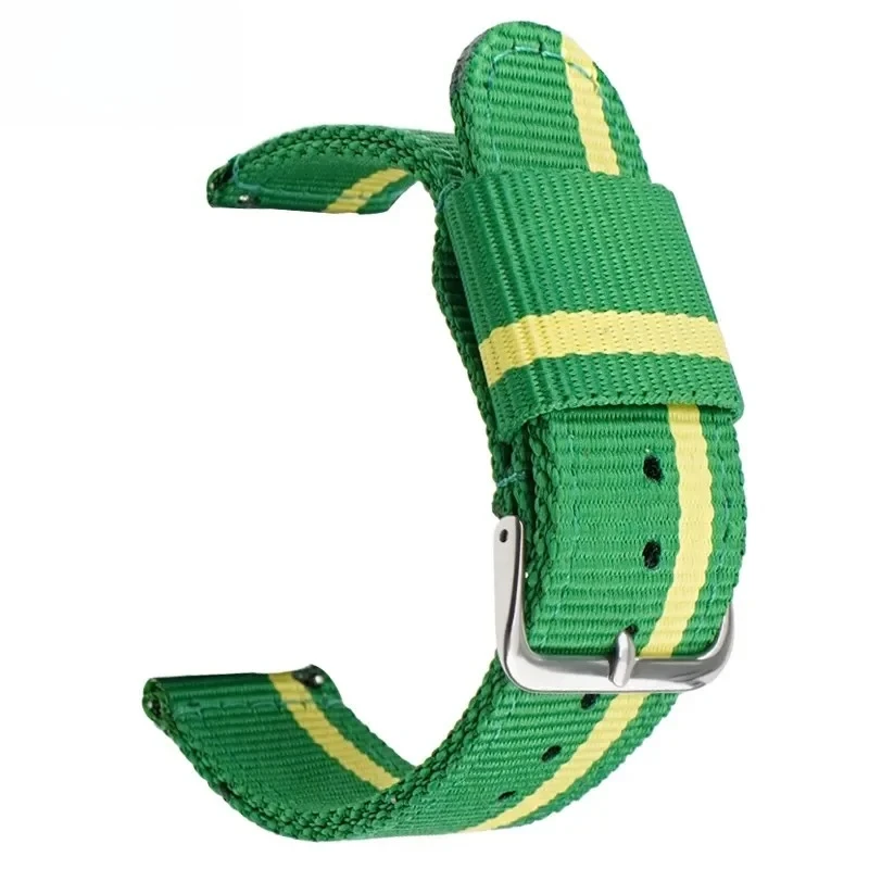 Universal Striped Nylon Canvas Watch Strap with Quick Release - Unisex, Multiple Sizes