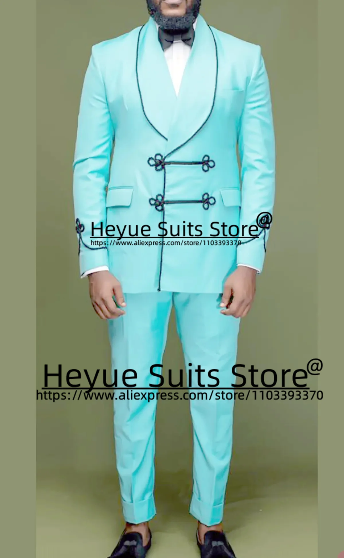 Fashion Mint Green Wedding Suits For Men Slim Custome Bow Buckle Groom Formal Tuxedos Prom Party  2 Pieces Sets trajes de hombre