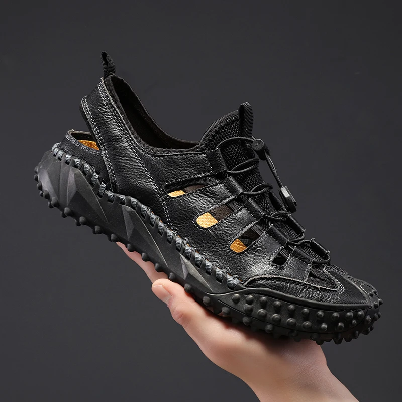

Summer Leather Men's Sandals Non-slip Outdoor Men Casual Shoes Breathable Hiking Sandals Mens Beach Slippers
