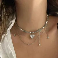 Boho géométrique Transparent cristal bijoux mode Vintage Sexy Zircon coeur pendentif gland collier pour les femmes Neelry 4