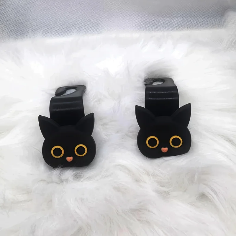 2pcs Cute Cartoon Cat Car Headrest Hooks Vehicle Hanger for Purses Bags Coats Umbrellas