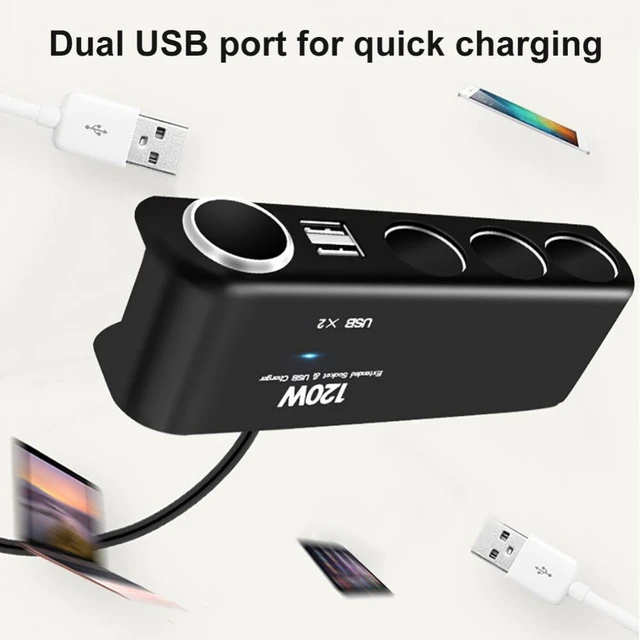 Allume-cigare Laguna 3 en 1 pour voiture, adaptateur multi-prise,  répartiteur automatique, chargeur USB, pièces de voiture, 12V, 24V -  AliExpress