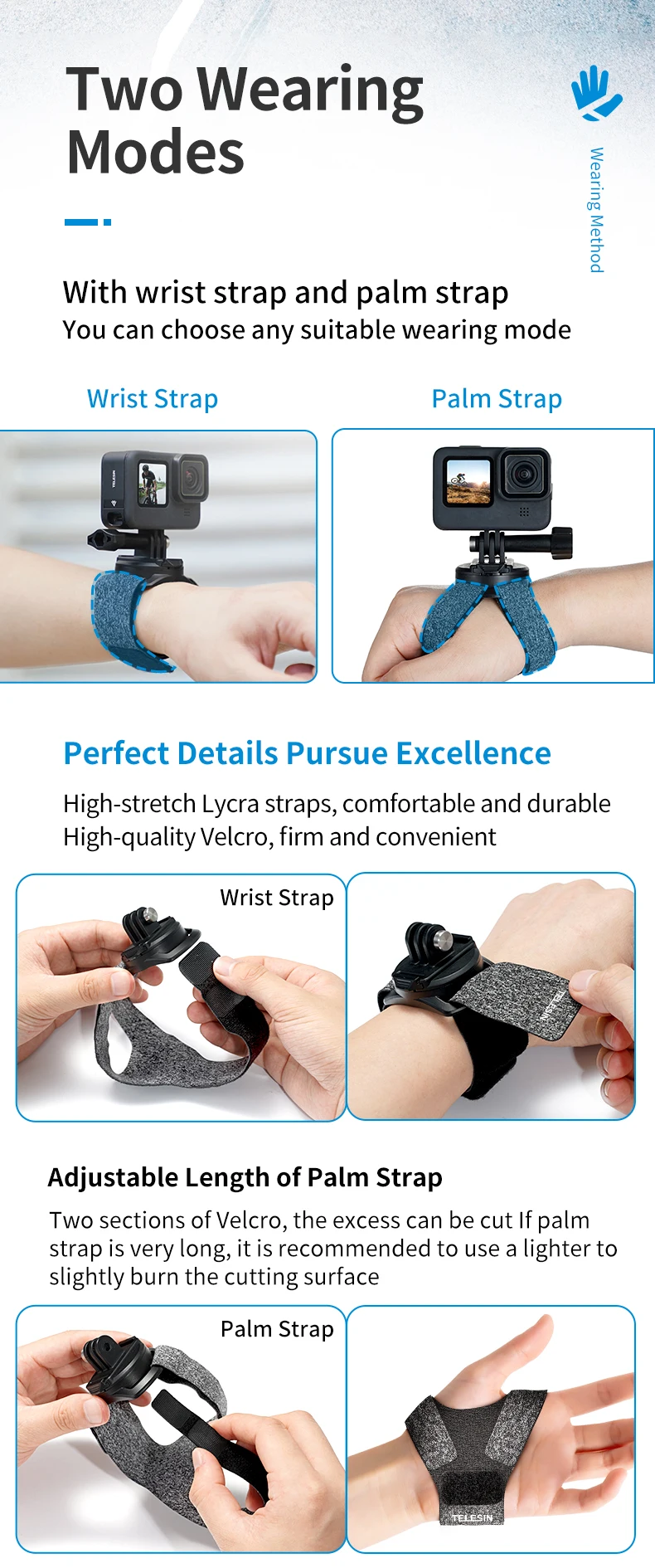 360° Rotation Hand Wrist Strap Quick Adjustment Angle Mount for Hero 10 9 8 7 6