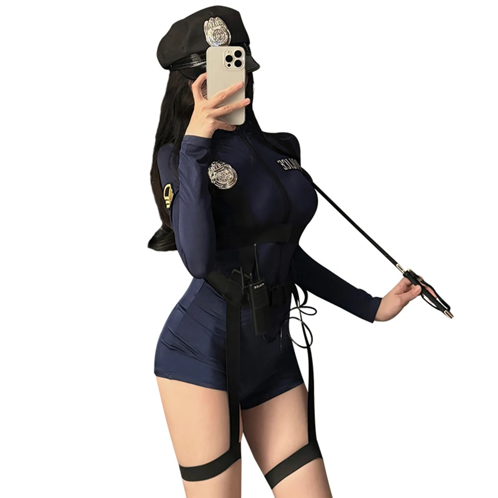 

Halloween Cosplay Costumes Sexy Cop Officer Outfit Policewoman Clothing Sets Jumpsuit Uniform For Adult Women Police Fancy Dress