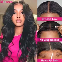 Perruques sans colle à densité 250, prêtes à porter, 100 % cheveux humains naturels, pré-épilées, ondulées, pour femmes, avec closure en dentelle 4x4 pré-coupée 5
