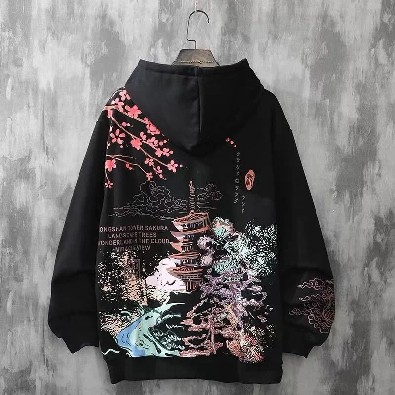 Wholesale DropShipping Anime Hoodies Sweatshirts Chinese Style Black Hoodies Harajuku Oversized Pullovers Sweatshirts CS455 4