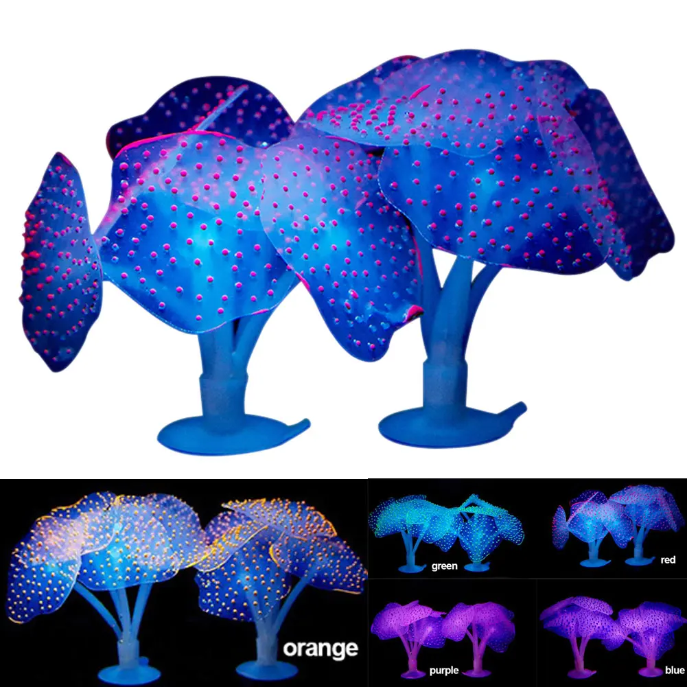 

Sucker Coral Fish Tank Glowing Artificial Jellyfish Silicone Simulated Aquatic Plants Fluorescent Vivid Jellyfish Aquarium Decor