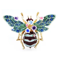 Wuli&baby Big Enamel Bee Brooches For Women Men 3-color Flower Insects Party Causal Brooch Pin Gifts 3