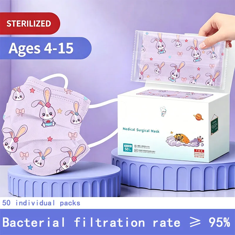 Masque réutilisable pour enfant 4-15 ans bleu, protection lavable et confortable, affiché seul sur fond blanc.
