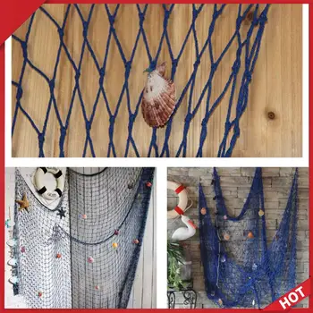 Decorazione da Parete in Rete da Pesca Nautica con Conchiglie, Stile Mediterraneo, 1x2m, Accessori per Fotografia