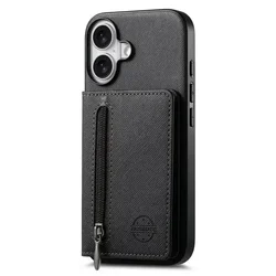 Luxury 5G RFID Leather Wallet Zipper Case for Moto Edge 50 Neo (Black)