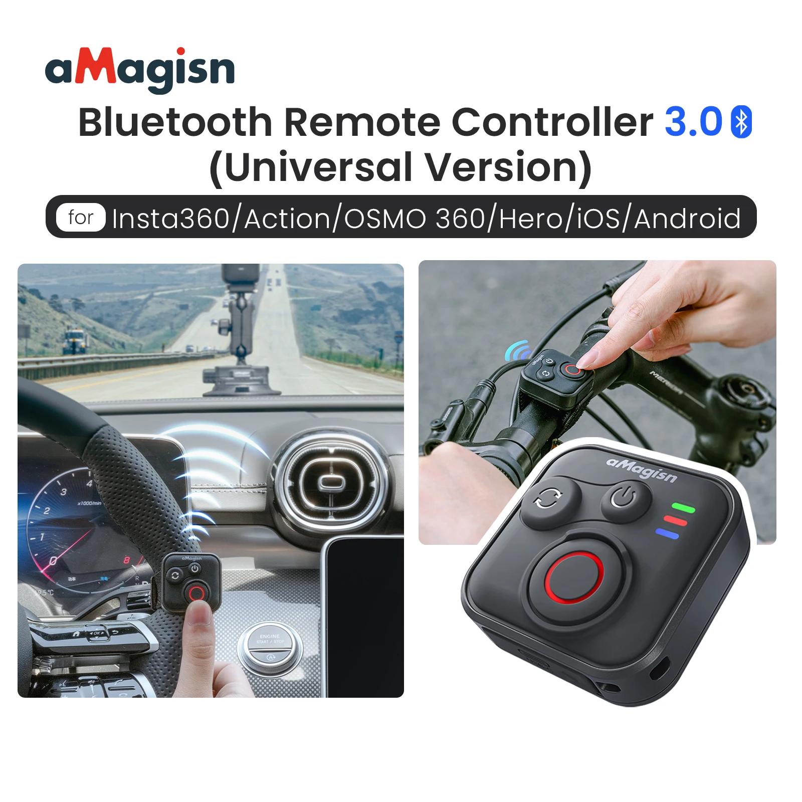 Telecomando Bluetooth Per Action Cam Insta360 Go/Ultra/X4/X5 E DJI OSMO/Action 6/5 Pro/4 – Con Cavo E Lacci