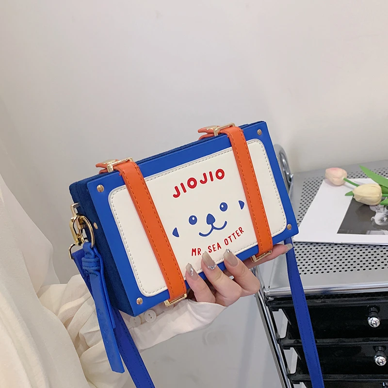 

Japan Style Cute Cartoon Messenger Bag For Women Designer Graffiti Handbag Crossbody Bag Mini Square Box Purse Phone Bag Gilrs