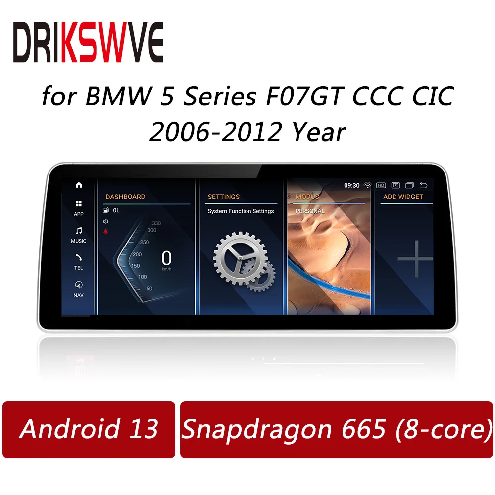 

DRIKSWVE Android 13 Car Display Screen Snapdragon 665 8 Core Radio Stereo Multimedia GPS for BMW 5 Series F07 GT CCC CIC System