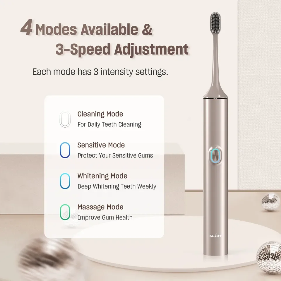 SEJOY Electric Toothbrush with 8 Brush Heads for Adults Rechargeable Toothbrush 3