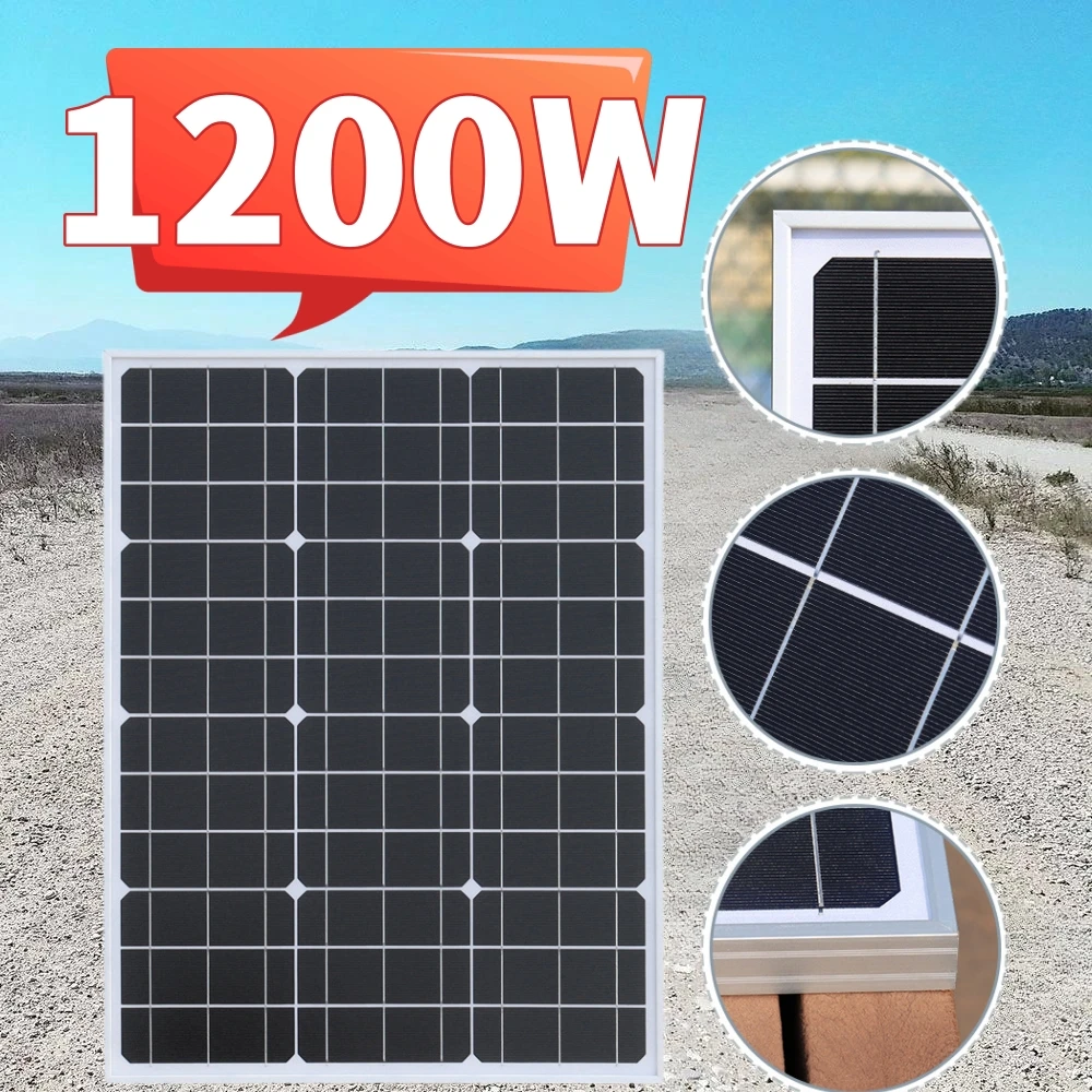 1200W Solar Panel Kit 18V High-Efficiency Portable Power Bank Home/Camping Outdoor Flexible Charging Solar Power Generation