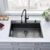 33 Inch Drop in Kitchen Sink, 16 Gauge Black Stainless Steel Sink Workstation Deep Kitchen Sink, Single Bowl Kitchen Sink Basin 2