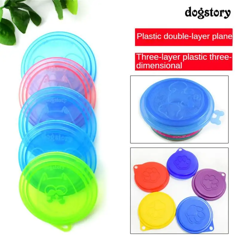 Three-layer Can Lid Lovely Animal Paw Print Design Bite Resistant Portable 13g Pet Supply Sealed Fresh-keeping Cover Reusable