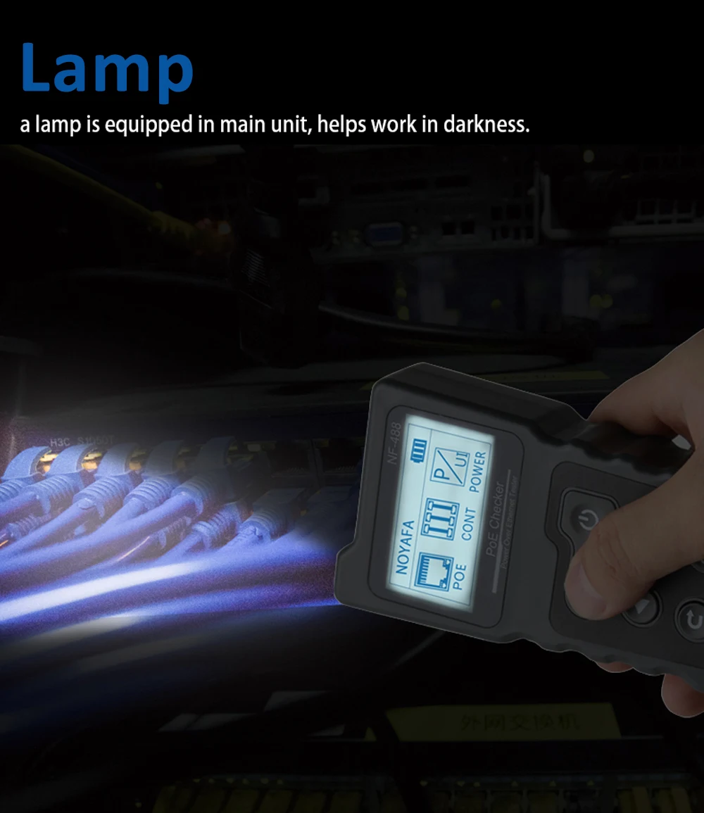NOYAFA Netzwerkkabeltester NF-488 PoE Checker LCD-Display Kabel Tracker PoE Spannung Strom Tester Loop-Back Test – Detail 4