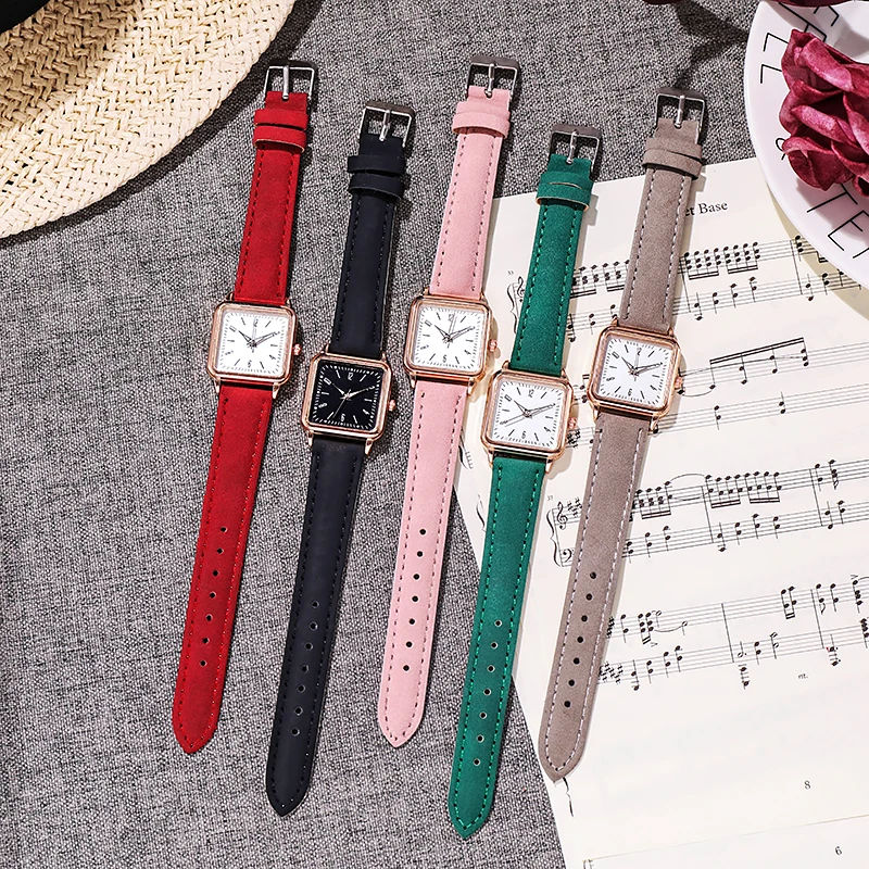 Women Watches Fashion Square Arabic Dial Quartz Watch Casual Leather Strap Ladies Wristwatches Clock Gift Reloj Mujer 2