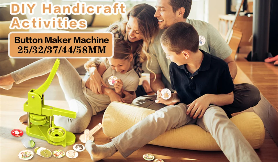 Description Picture 2 of item25-58MM Badges Button Maker Machine, DIY Pin Making Badge Press with 100-500Pcs Button Parts+Circle Cutter,Fridge Magnet Machine