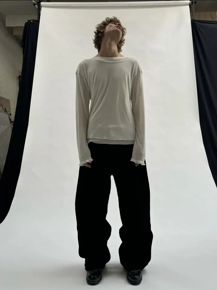 No Faith Studios Men's Slim Fit round Ne Double Layer irt