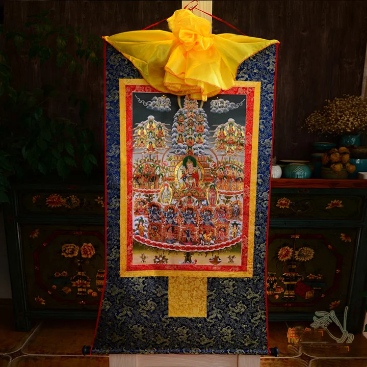 

Wholesale Buddhist supplies-120CM LARGE--Tibetan Buddhism ART Conversion of Guru Padmasambhava Thang-ga Thangka Buddha painting