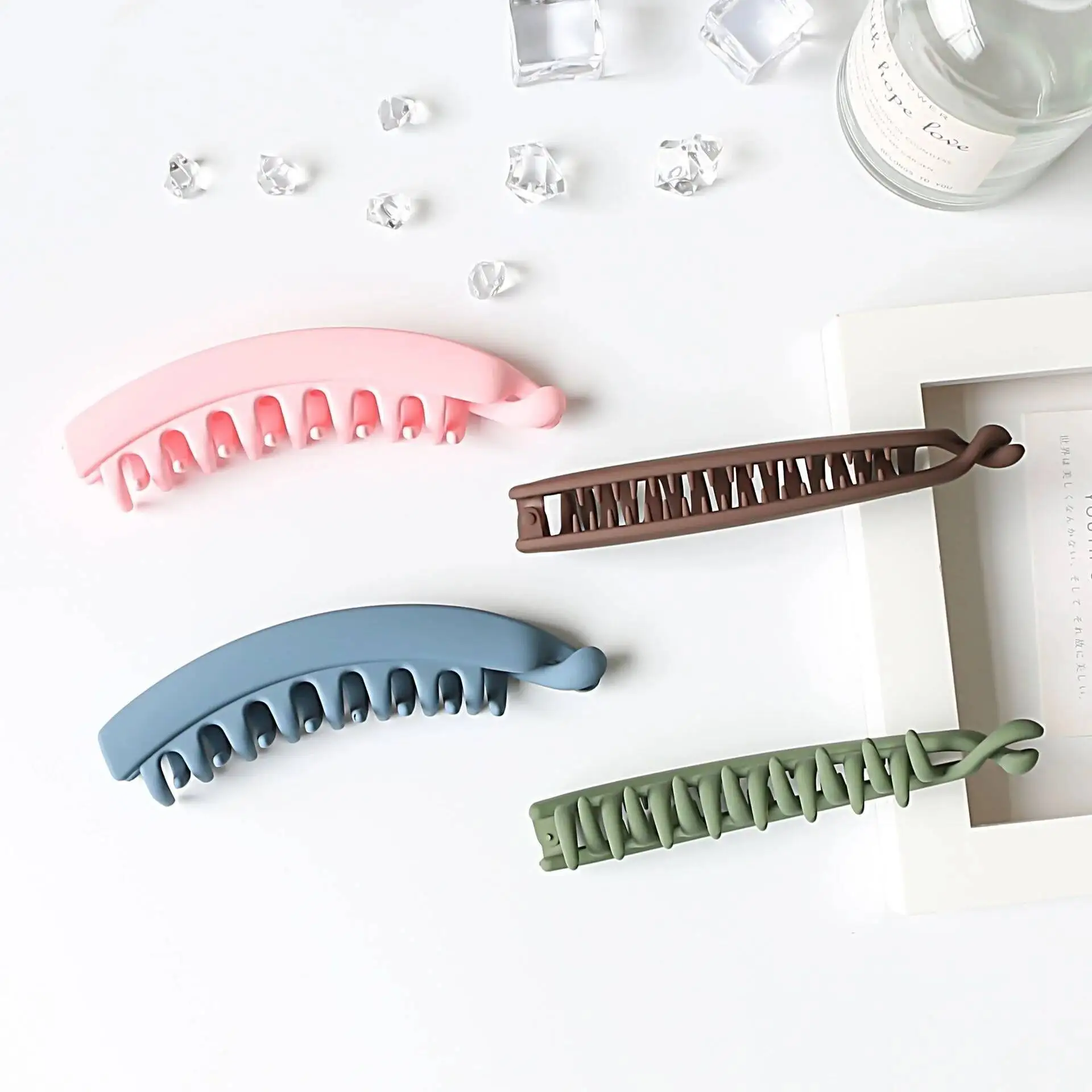 Große einfache Haarspangen für den Hinterkopf, Zähne, Haarklammern, matt, solide Haar-Accessoires, vertikale Haarnadel, koreanischer Schachtelhalm, Bananenklammer – Detail 11
