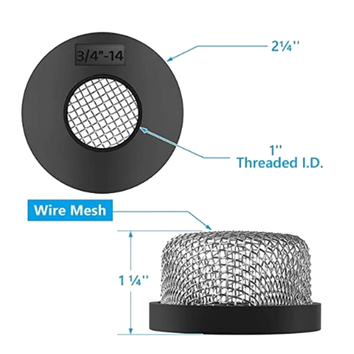 Mesh Aerator Screen Strainer for Livewell Pump, for 3/4 Inch-14 Female Thread,Enhancing Filtering and Aeration