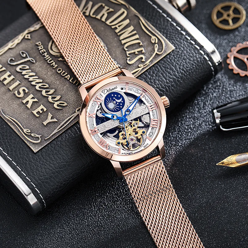 Tourbillon Moon Phase Wrist Luxury Hollow 3ATM Waterproof Stainless Steel Men Automatic Mechanical es es_voghion.com