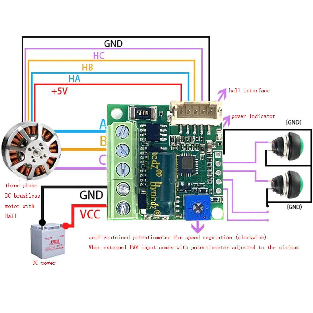 Dc6-28v Zs-x12h 100w Brushless Motor Speed Controller With Hall Bldc ...