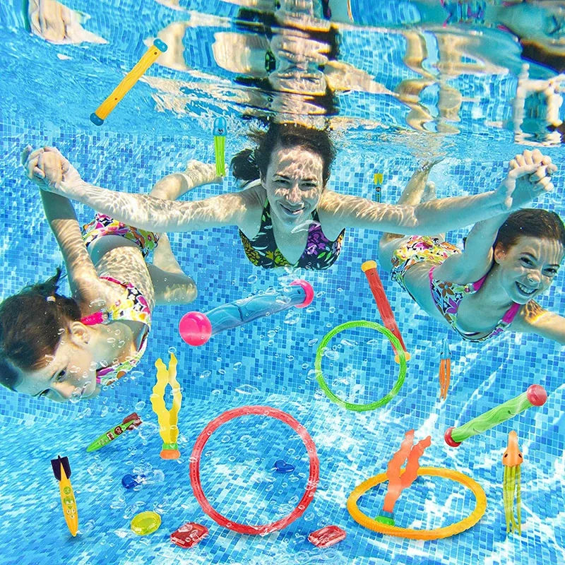 Juguetes Buceo QUMIIRITY Anillos Y Palos Para Piscina Colores  Surtidos Plasticos Aprendizaje Natación