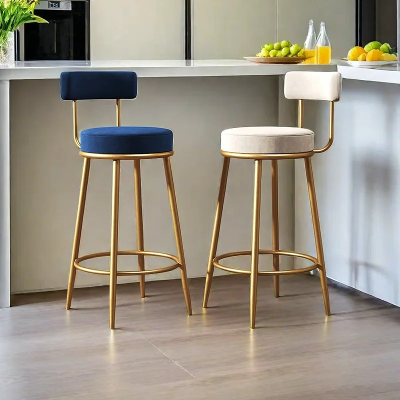 

Kitchen Bar Chair Backrest Armchair Comfortable Furniture Nordic Cheap Modern Chairs Counter Stools Metal Poltrona Living Room