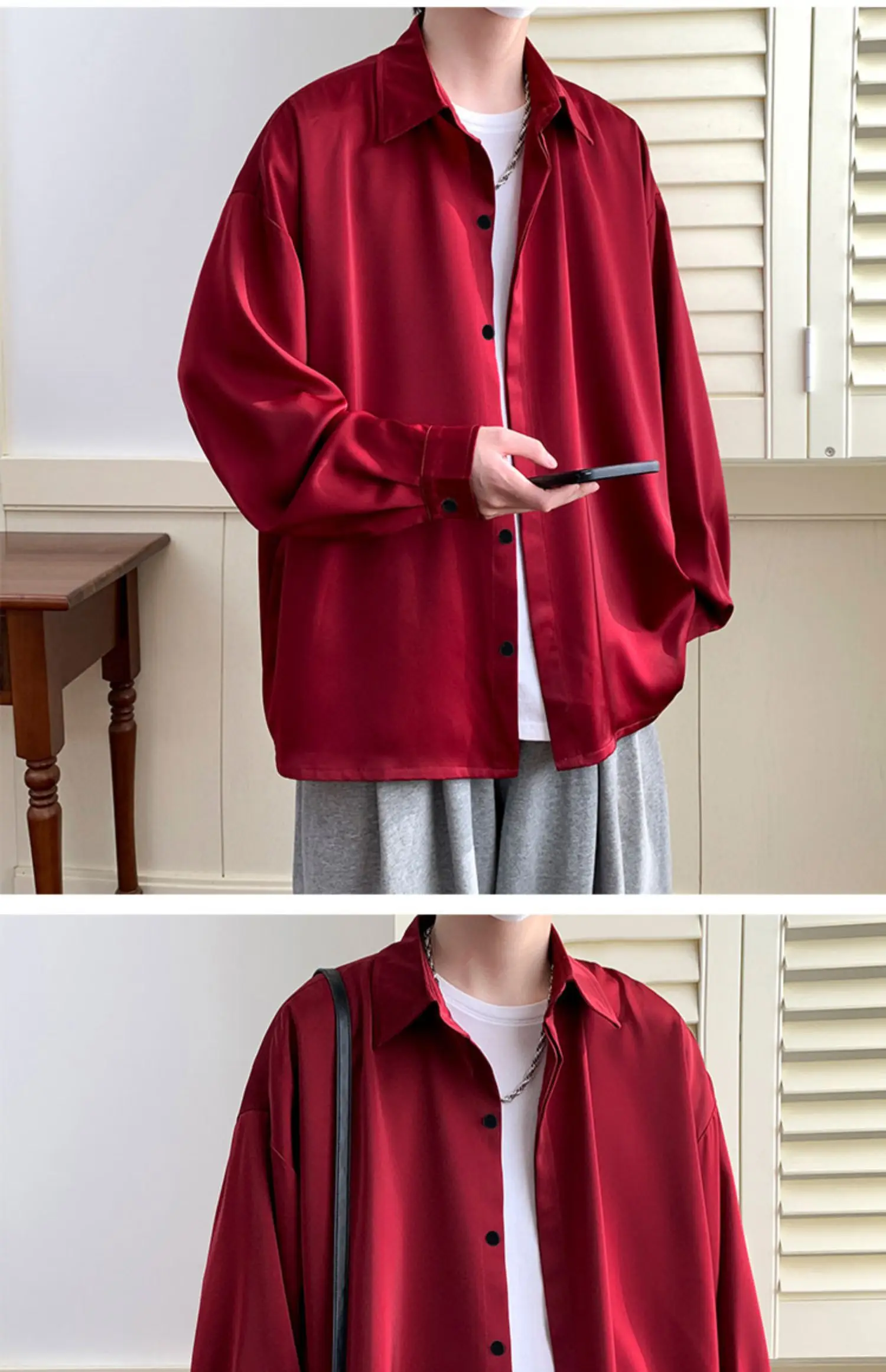 2024 Spring Summer Men White Vintage Shirts Mens Harajuku